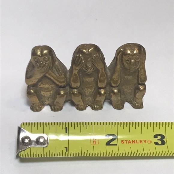 Vintage Wise Monkey Brass Statue - Picture 3 of 6